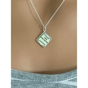 Sterling Silver Oxidized 3D Pride and Prejudice Book Necklace